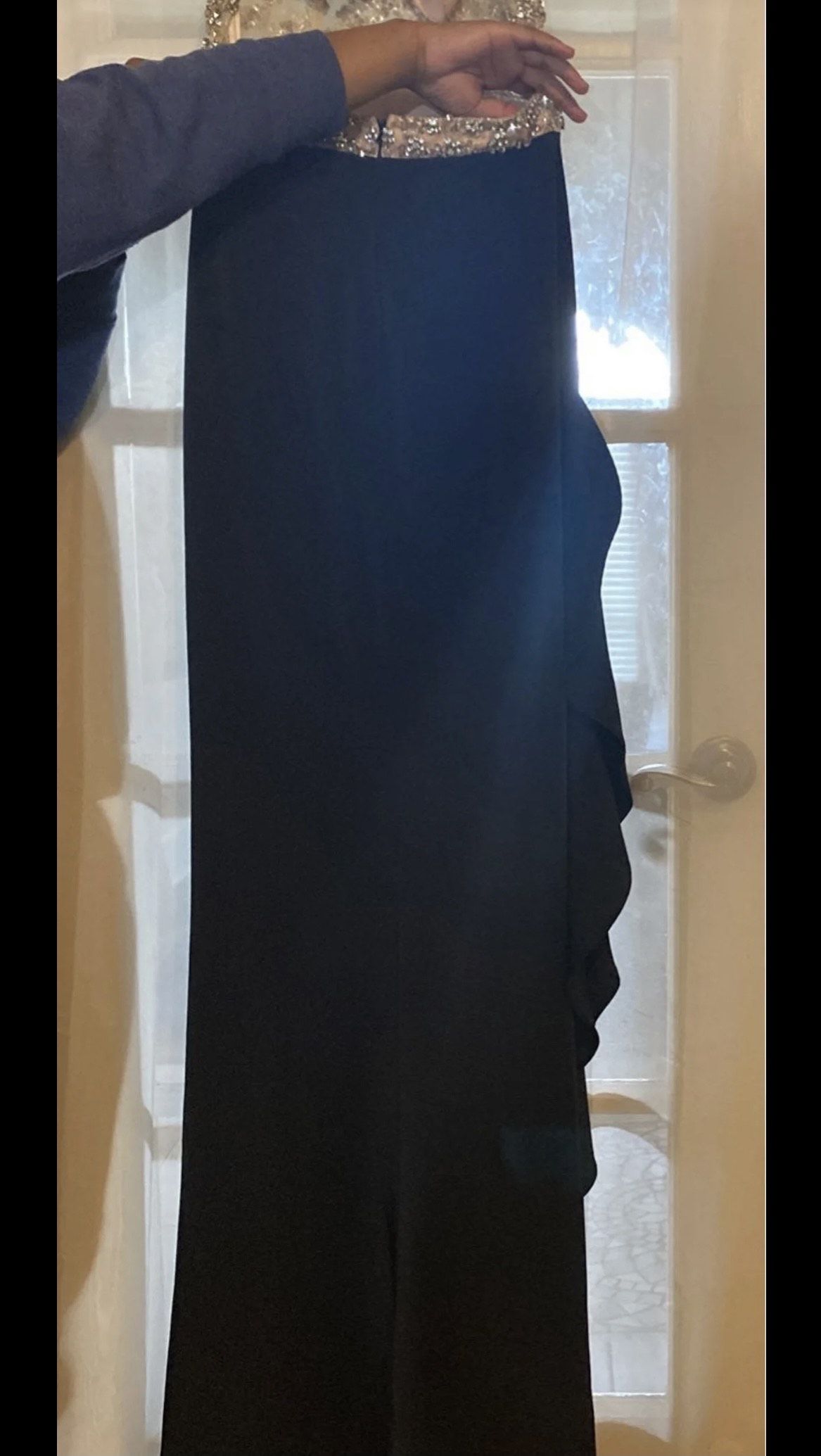 Terani Couture Size 4 Prom High Neck Sequined Black Side Slit Dress on Queenly