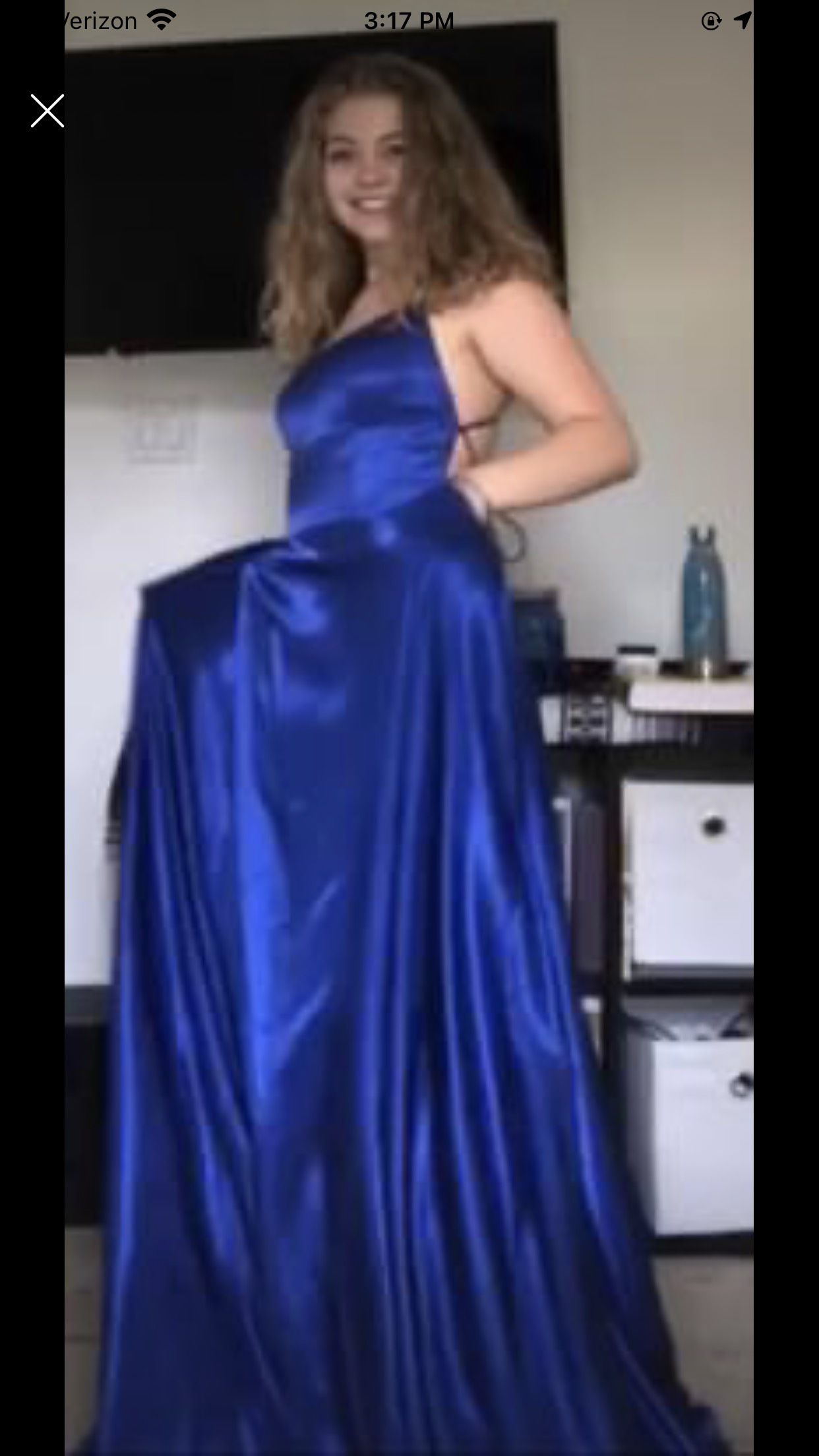 Sherri Hill Size 6 Prom Satin Royal Blue A-line Dress on Queenly