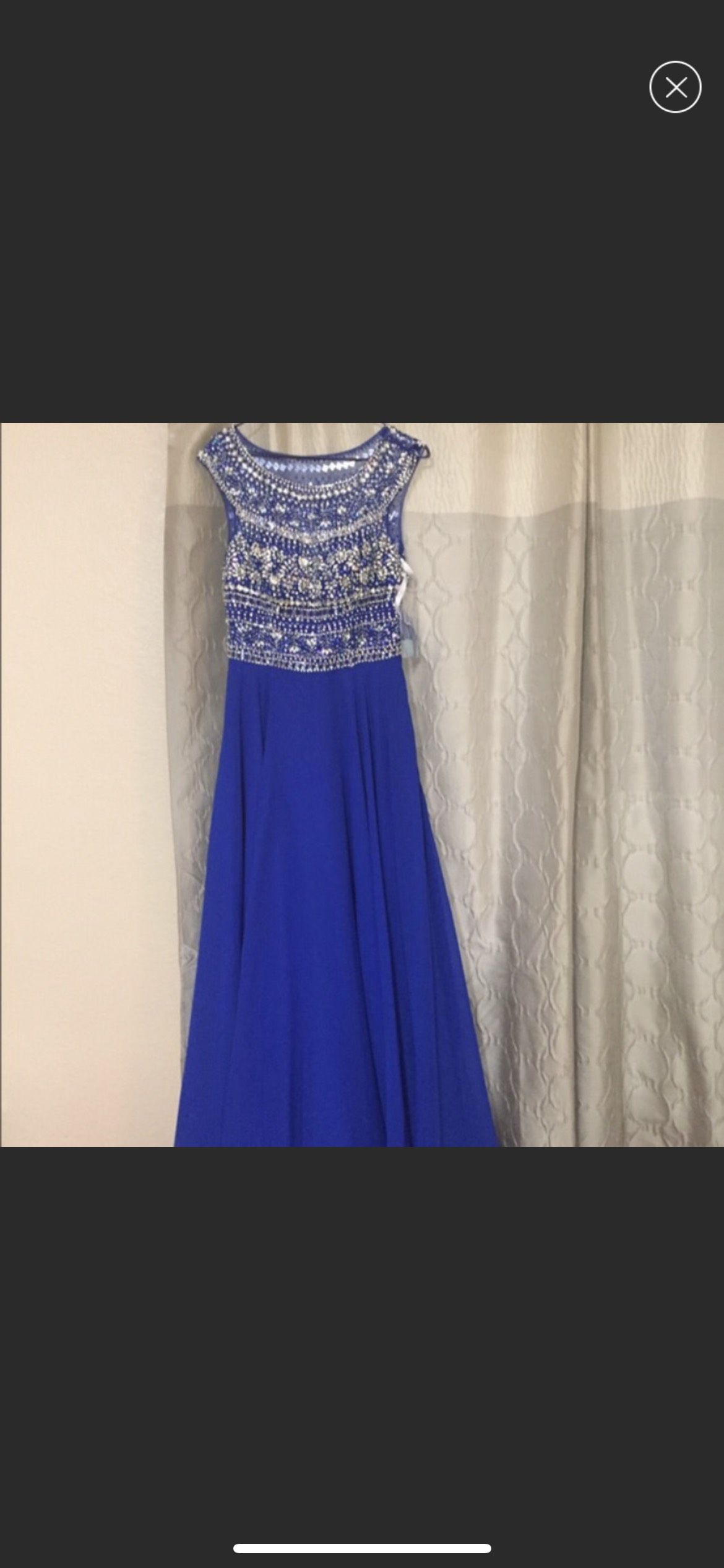 Size 12 Cap Sleeve Royal Blue Ball Gown on Queenly