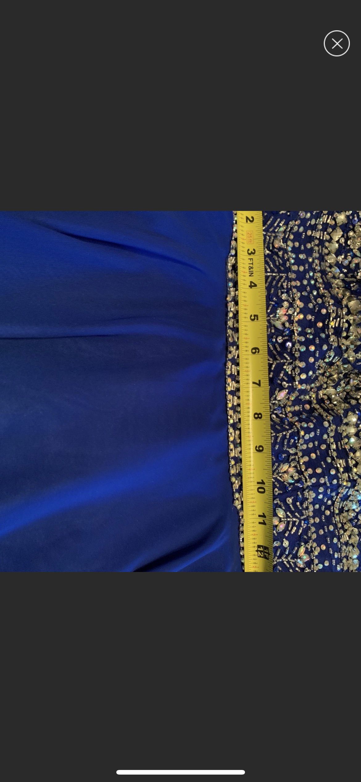 Size 12 Cap Sleeve Royal Blue Ball Gown on Queenly