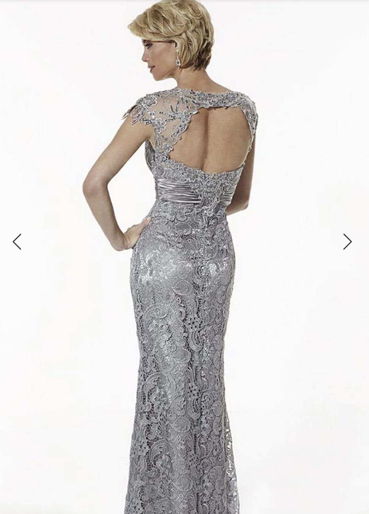 Christina Wu Size 8 Prom Cap Sleeve Silver Floor Length Maxi on Queenly