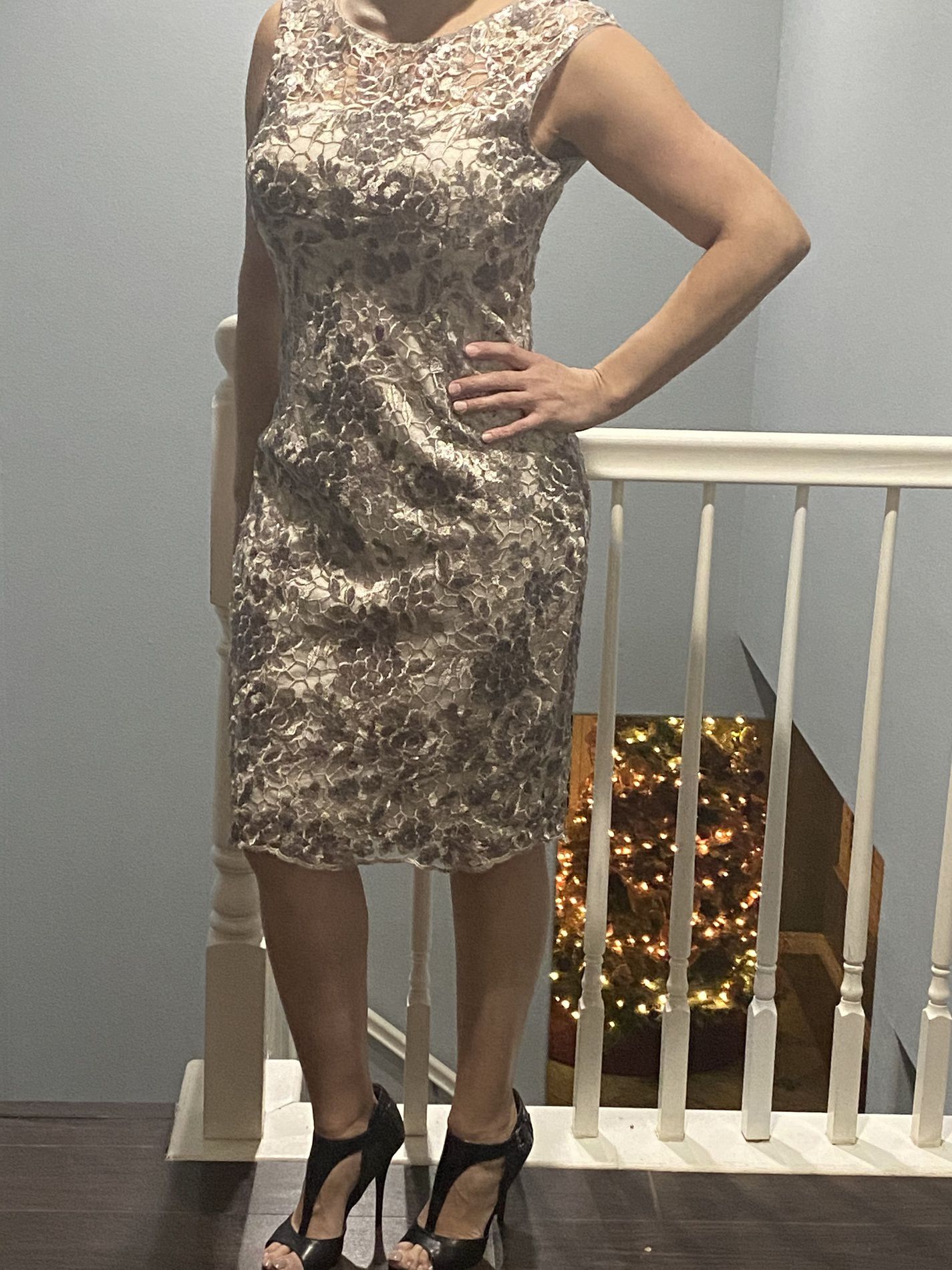 Adrianna Papell Size 10 Homecoming Nude Cocktail Dress on Queenly