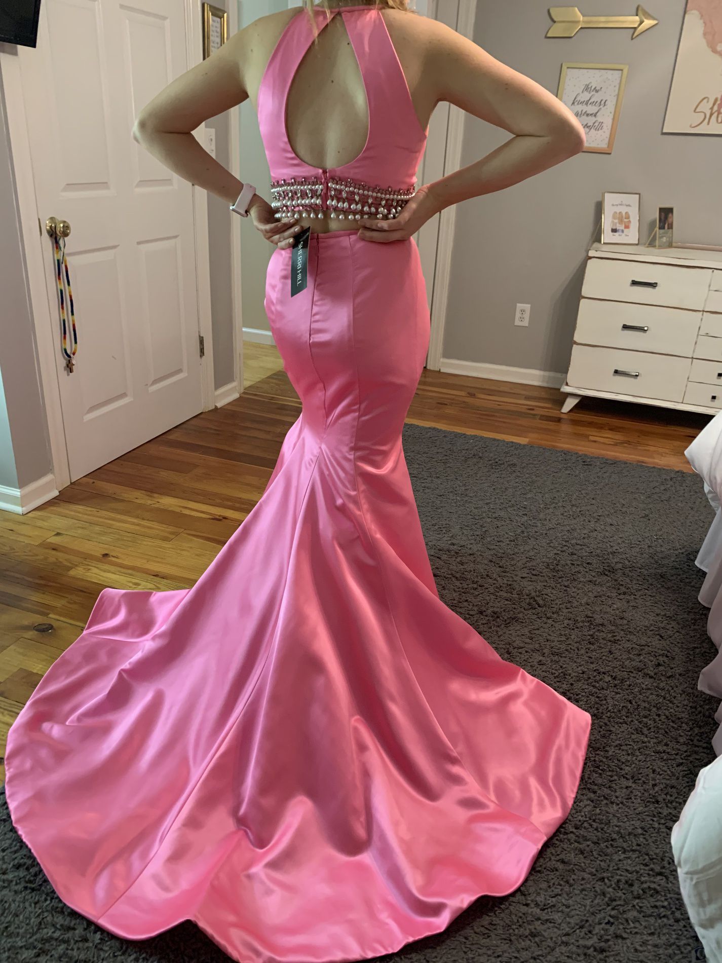 Sherri Hill Size 2 Prom Sequined Light Pink Mermaid Dress on Queenly
