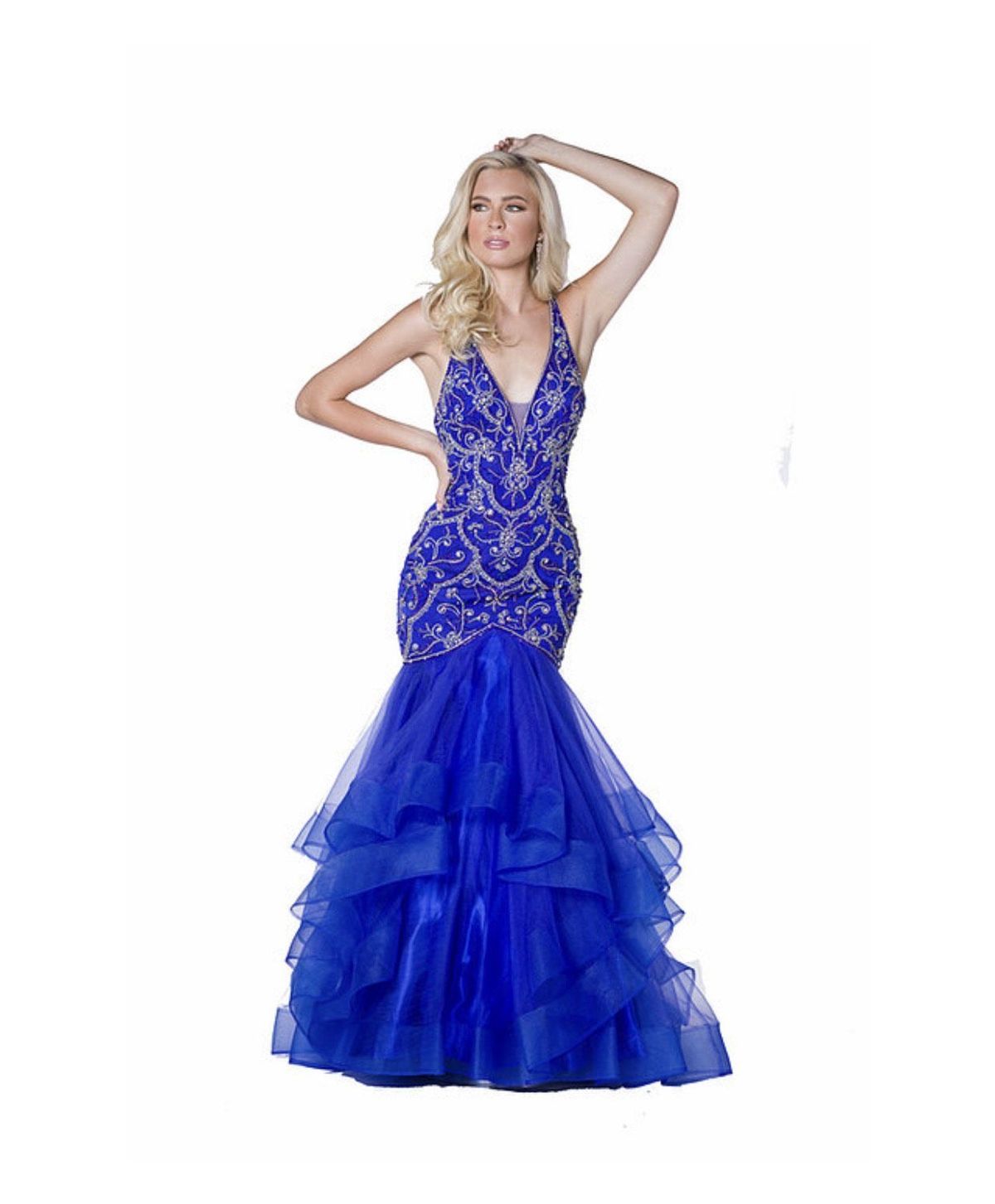 Vienna Size 2 Halter Royal Blue Mermaid Dress on Queenly
