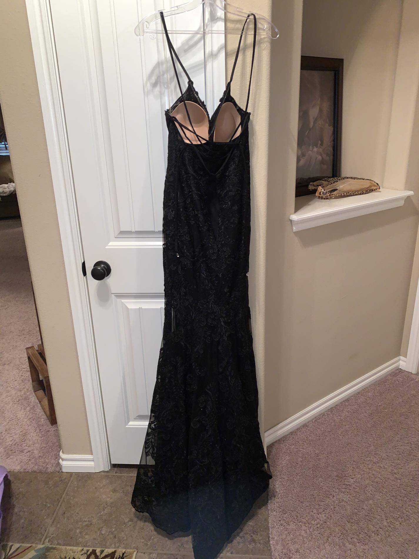 MoriLee Size 4 Prom Lace Black A-line Dress on Queenly
