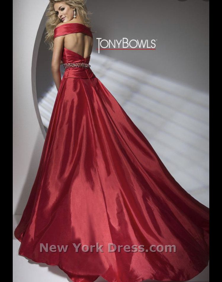 Tony Bowls Size 2 Prom Off The Shoulder Red Dress With Train on Queenly