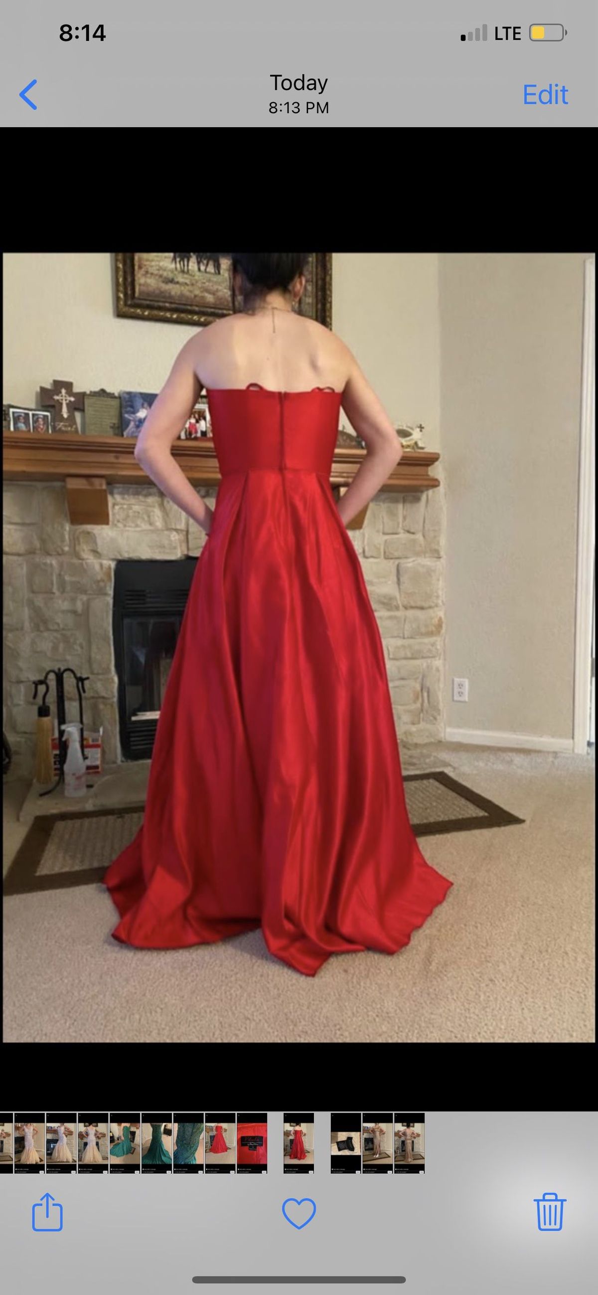 Sherri Hill Size 8 Bridesmaid Strapless Red Ball Gown on Queenly