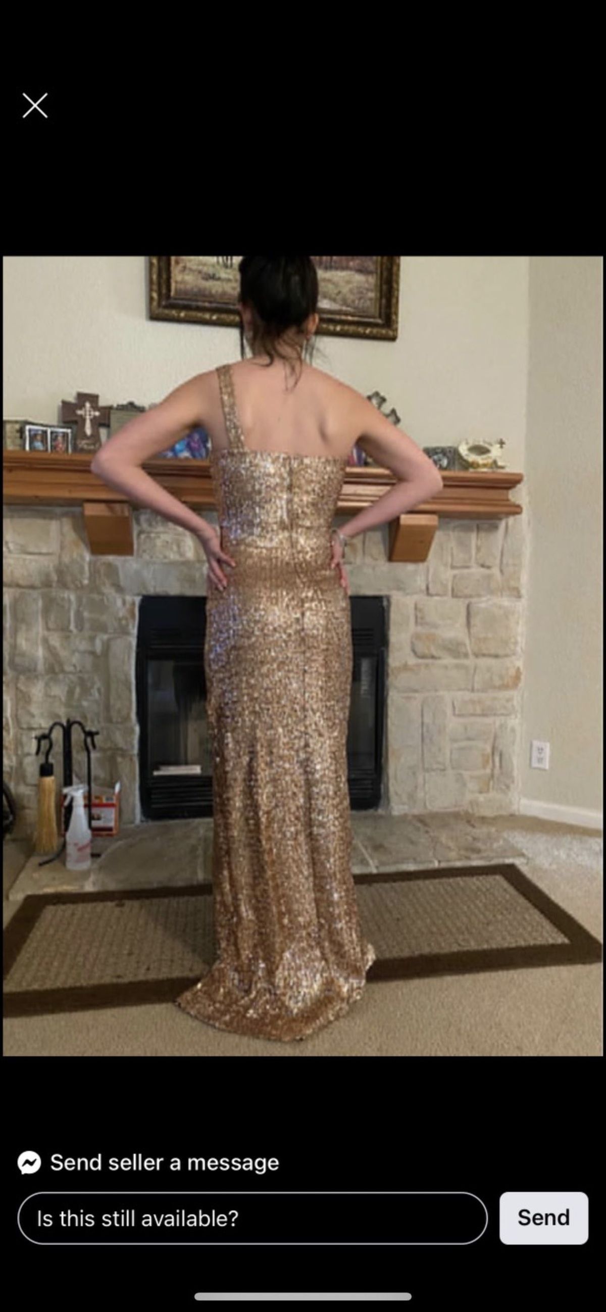 B. Smart Size 4 Prom One Shoulder Gold Floor Length Maxi on Queenly