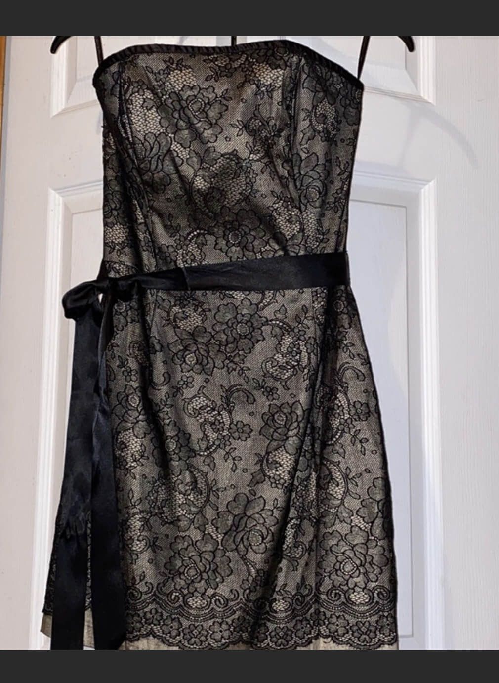 Jessica McClintock Size 10 Homecoming Strapless Lace Black Cocktail Dress on Queenly