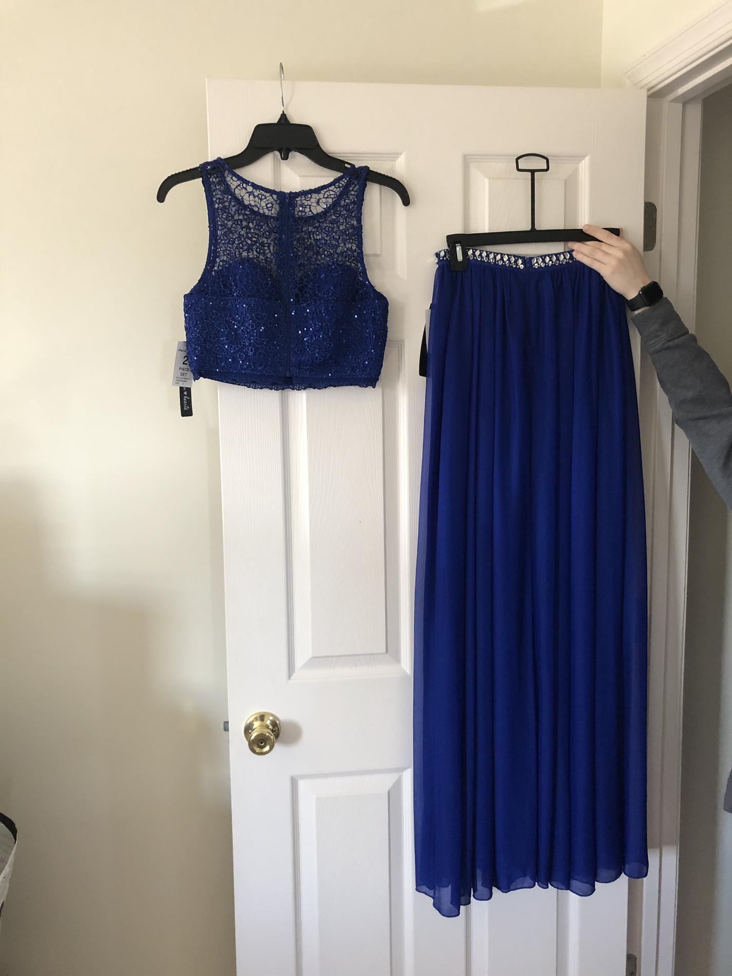 Sequin Hearts Size 2 Prom Royal Blue Floor Length Maxi on Queenly