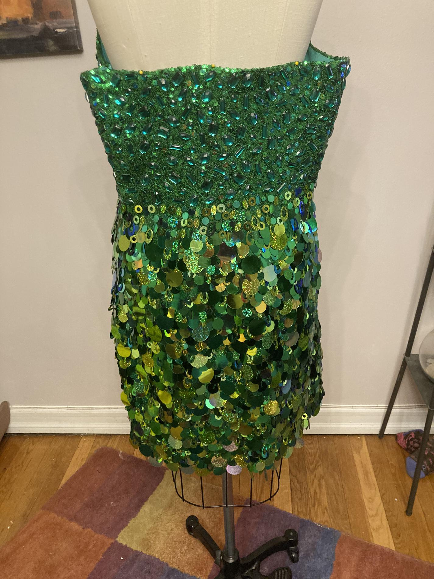 Diva Courture Size 14 Nightclub Strapless Sequined Lime Green Cocktail Dress on Queenly