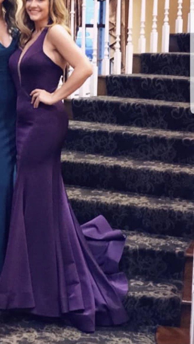 MoriLee Size 8 Prom Plunge Purple Mermaid Dress on Queenly