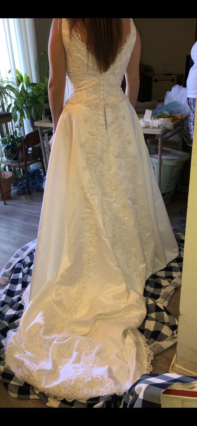 MoriLee Size 12 Wedding Satin White A-line Dress on Queenly