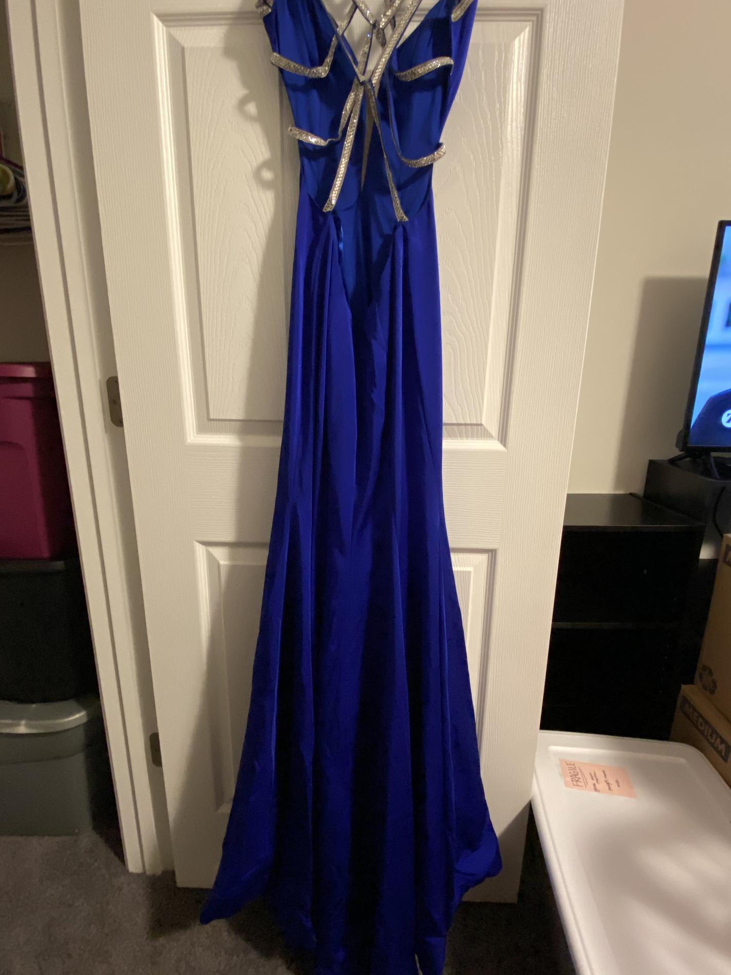 La Femme Size 2 Prom Plunge Royal Blue Floor Length Maxi on Queenly