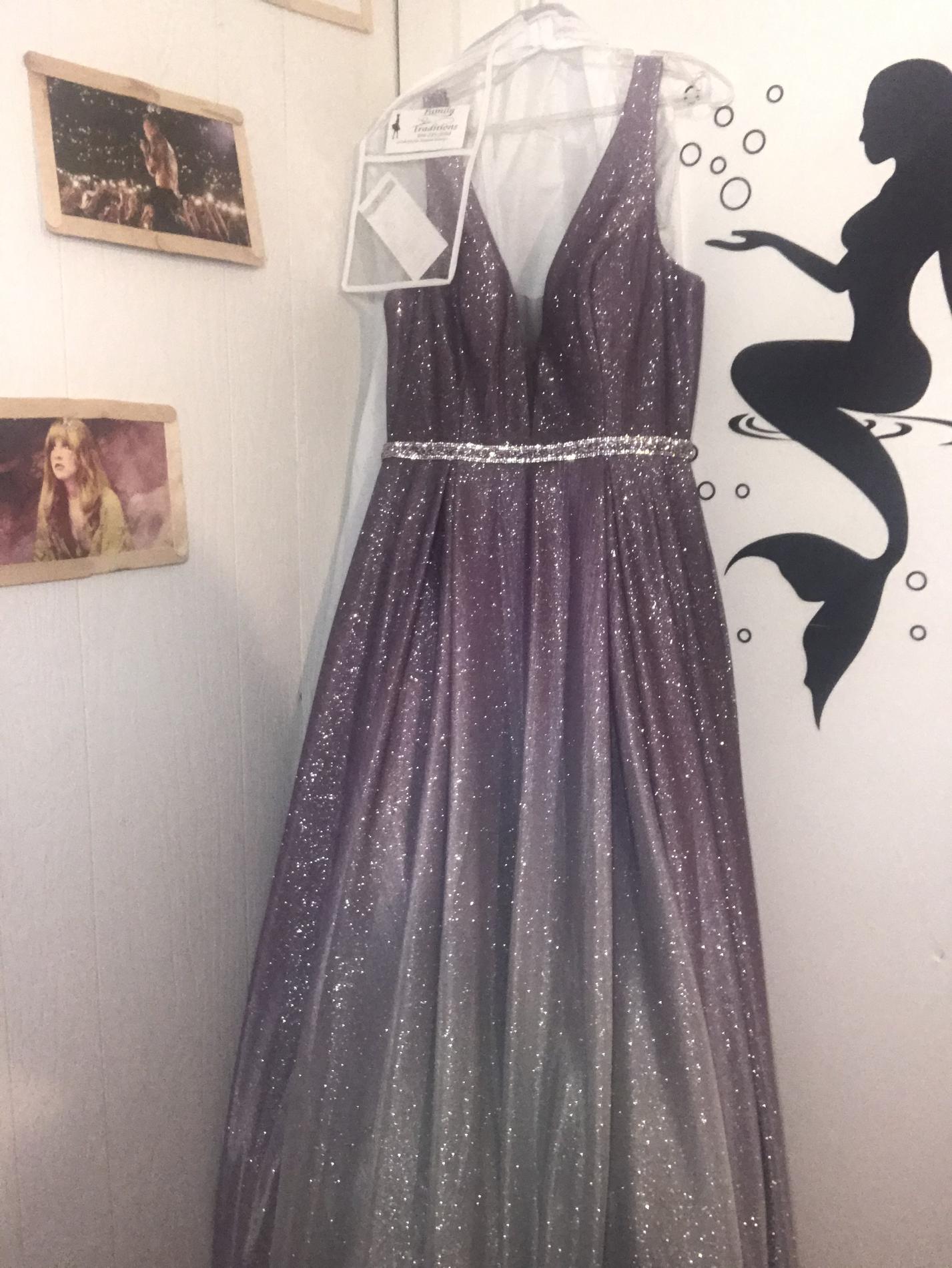 Size 10 Prom Plunge Purple Ball Gown on Queenly