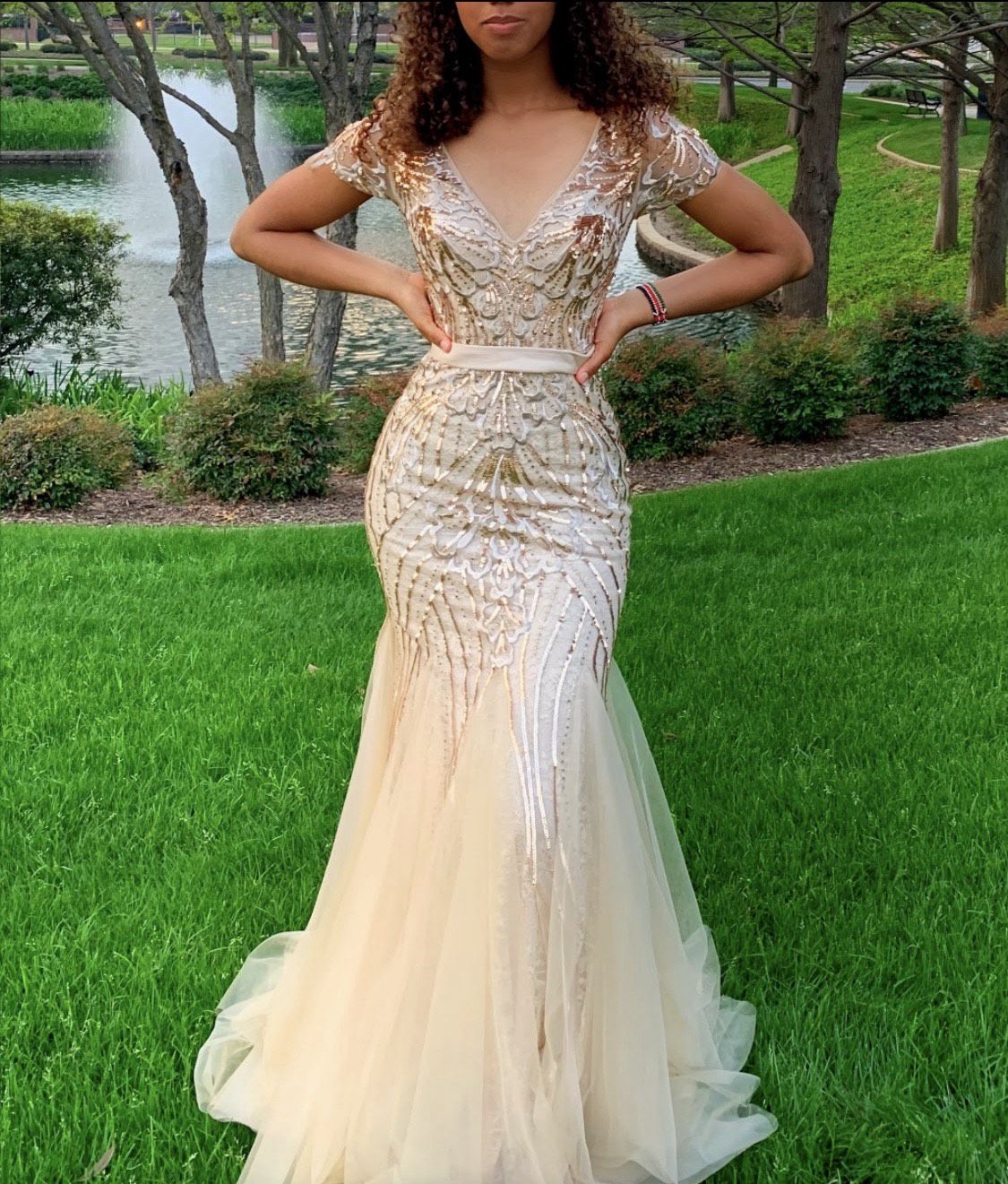 Size 4 Prom Gold Mermaid Dress on Queenly