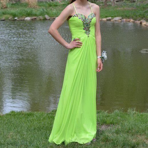 Size 0 Prom Strapless Lime Green Floor Length Maxi on Queenly