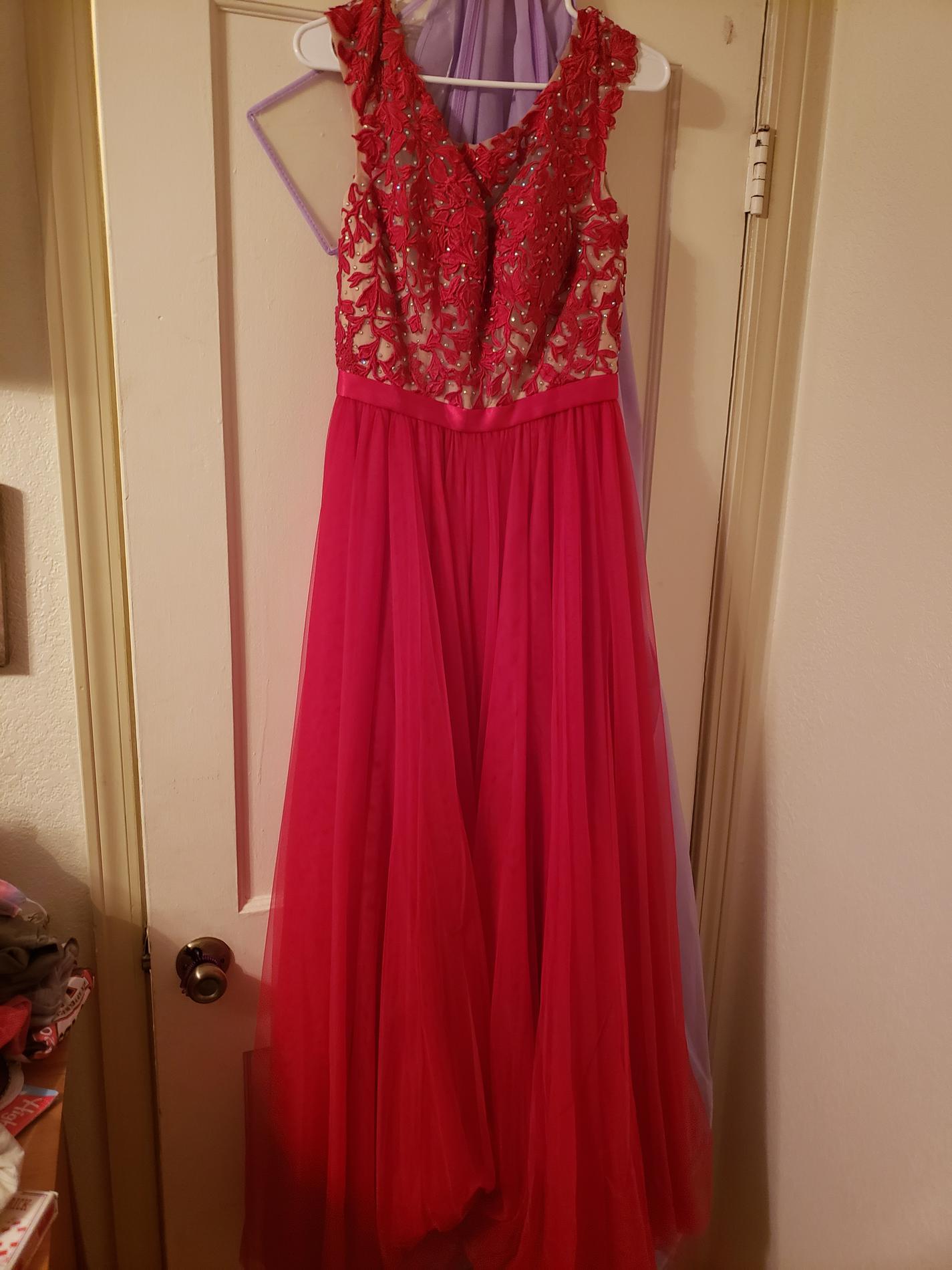 Sherri Hill Size 8 Prom Cap Sleeve Lace Red Ball Gown on Queenly