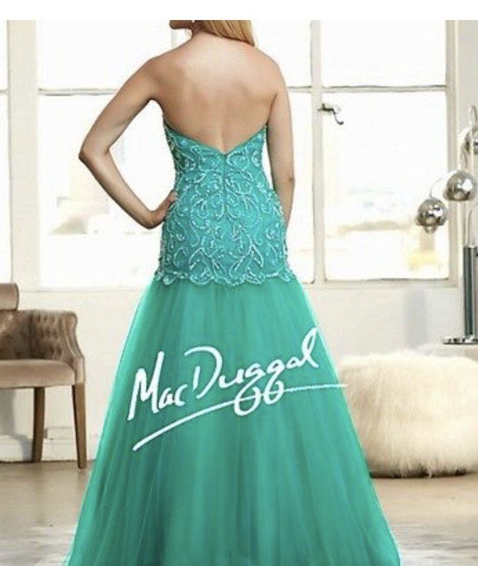 Mac Duggal Size 0 Prom Strapless Sequined Emerald Green Mermaid Dress on Queenly