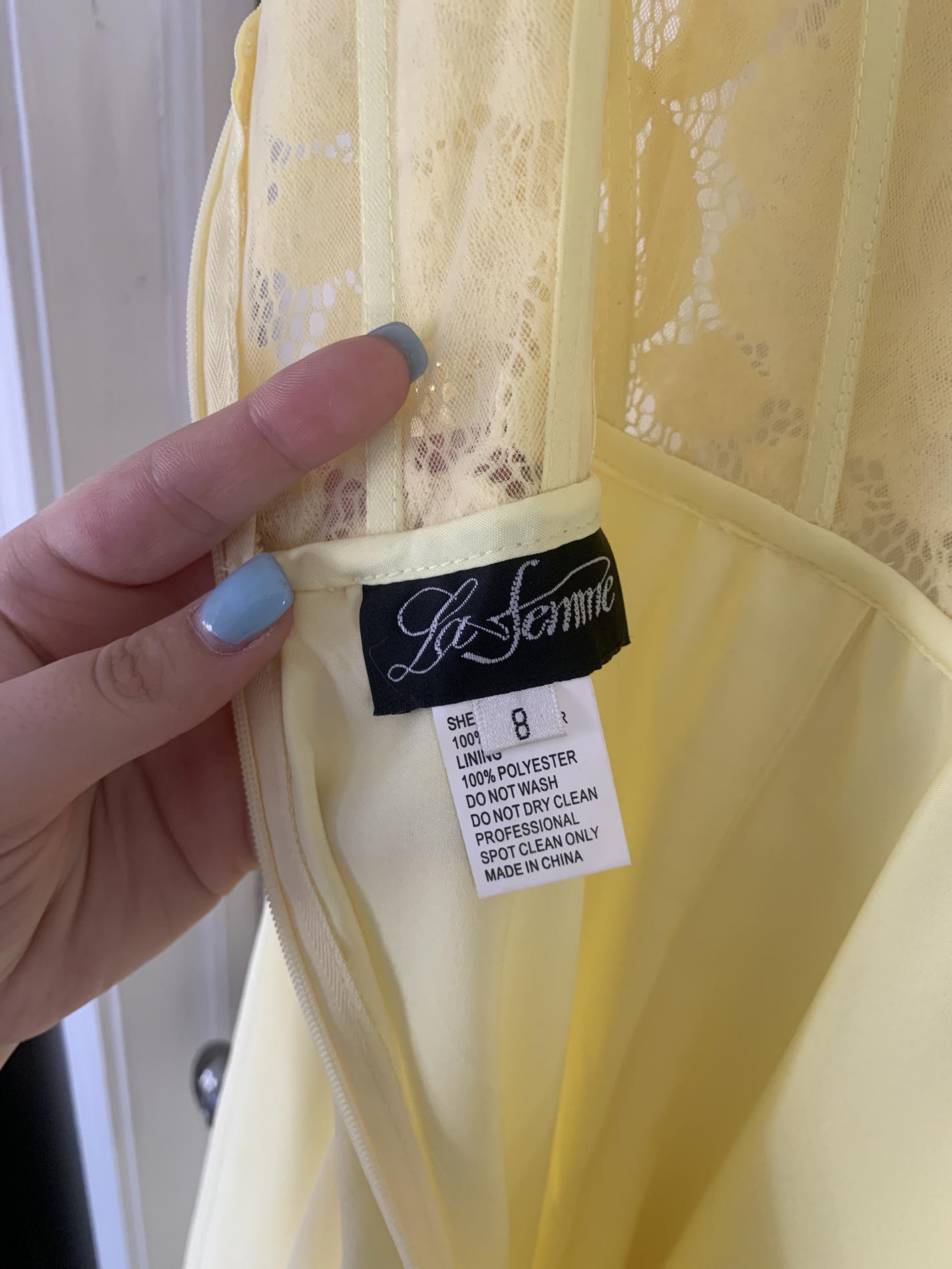 La Femme Size 8 Prom Yellow A-line Dress on Queenly