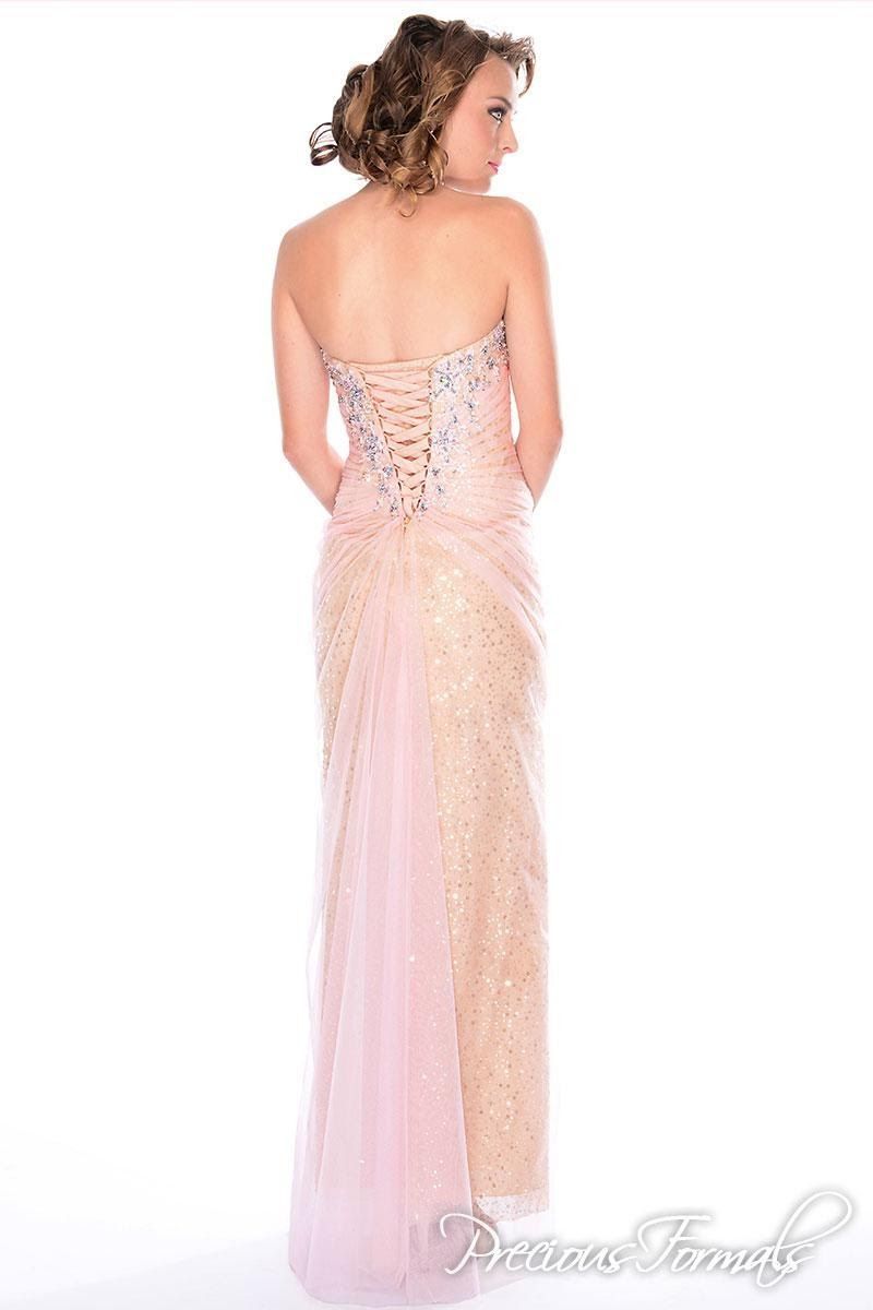 Style P21034 Precious Formals Pink Size 4 Nude Strapless Prom Mermaid Dress on Queenly