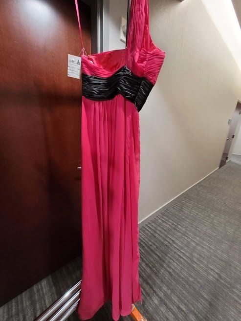 Style 11064 Jolene Size 4 Prom One Shoulder Sequined Hot Pink Floor Length Maxi on Queenly