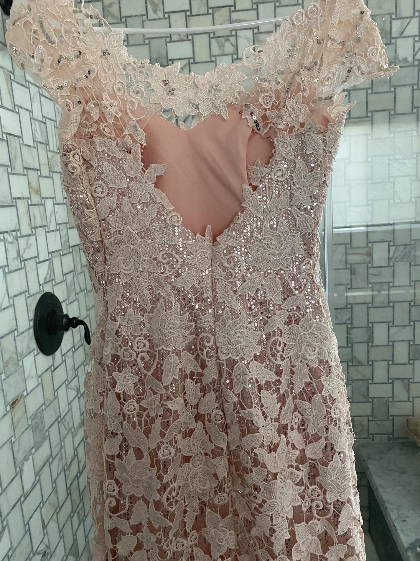 Size 6 Prom Lace Pink Mermaid Dress on Queenly
