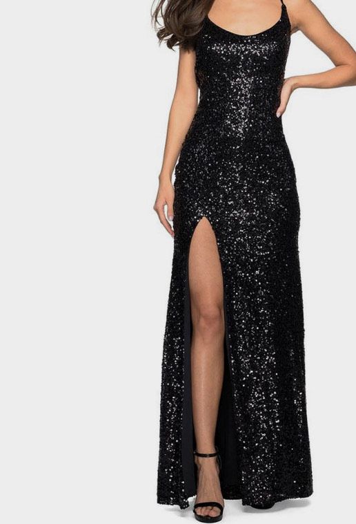Size 8 Prom Black Side Slit Dress on Queenly