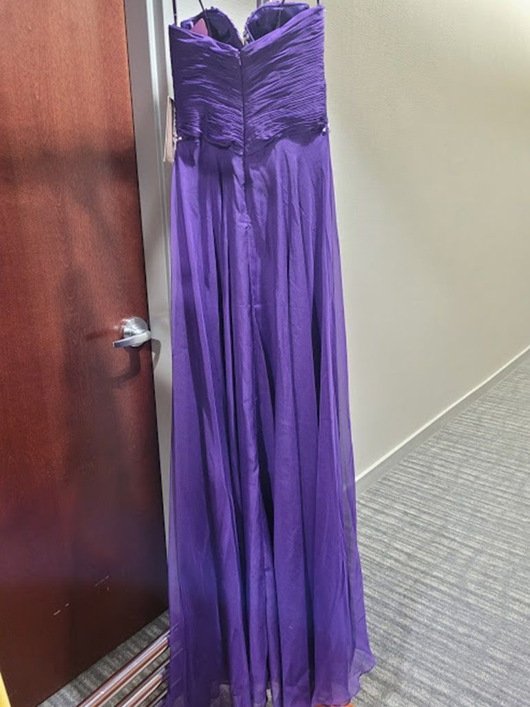 Style 65126L Mac Duggal Size 4 Prom Strapless Purple A-line Dress on Queenly