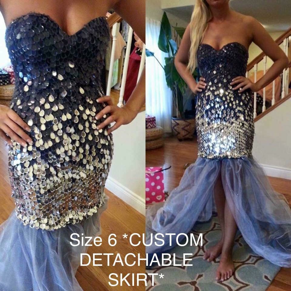 Jovani Size 6 Prom Blue Dress With Train on Queenly