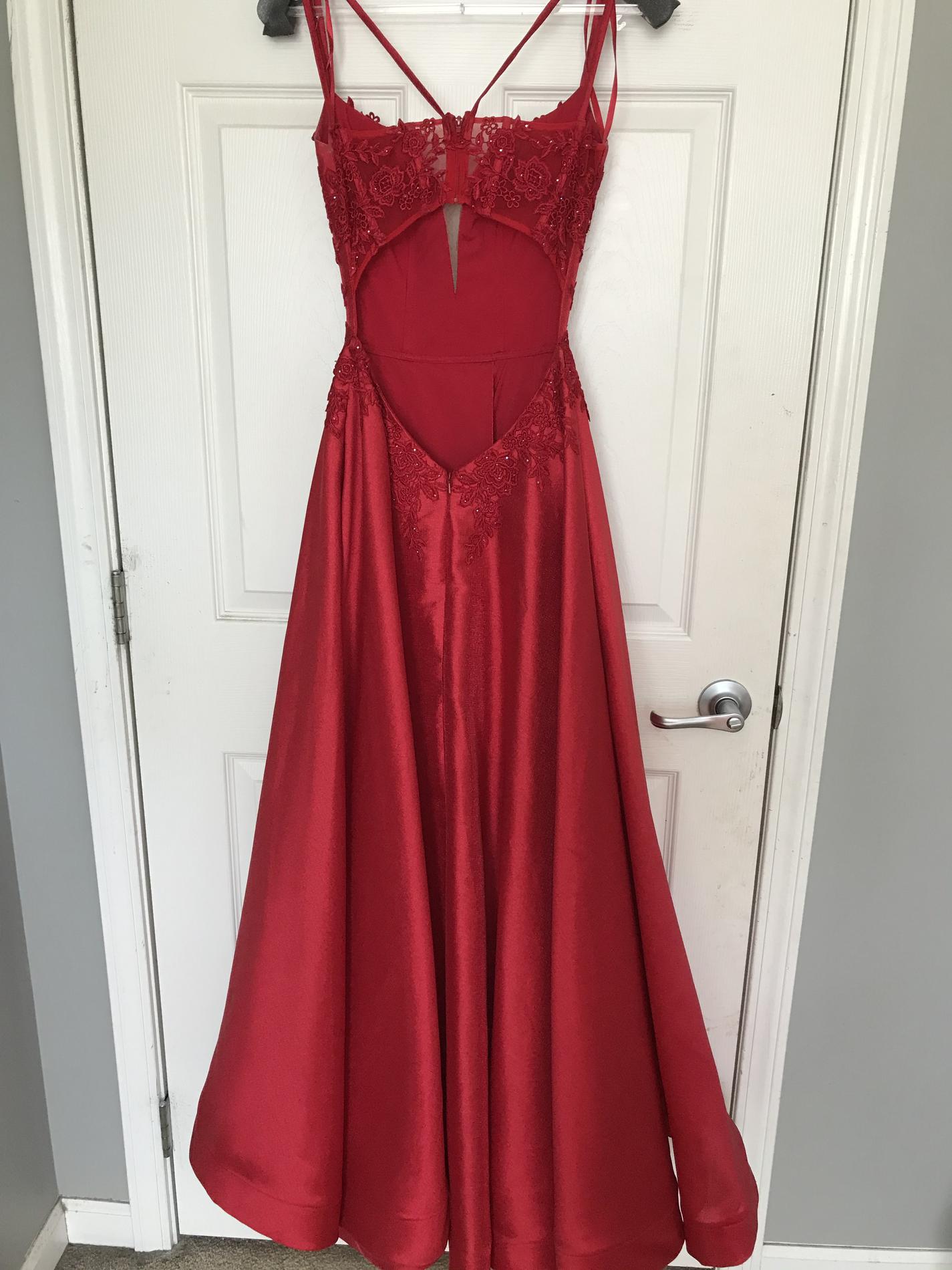 La Femme Size 00 Sheer Red A-line Dress on Queenly