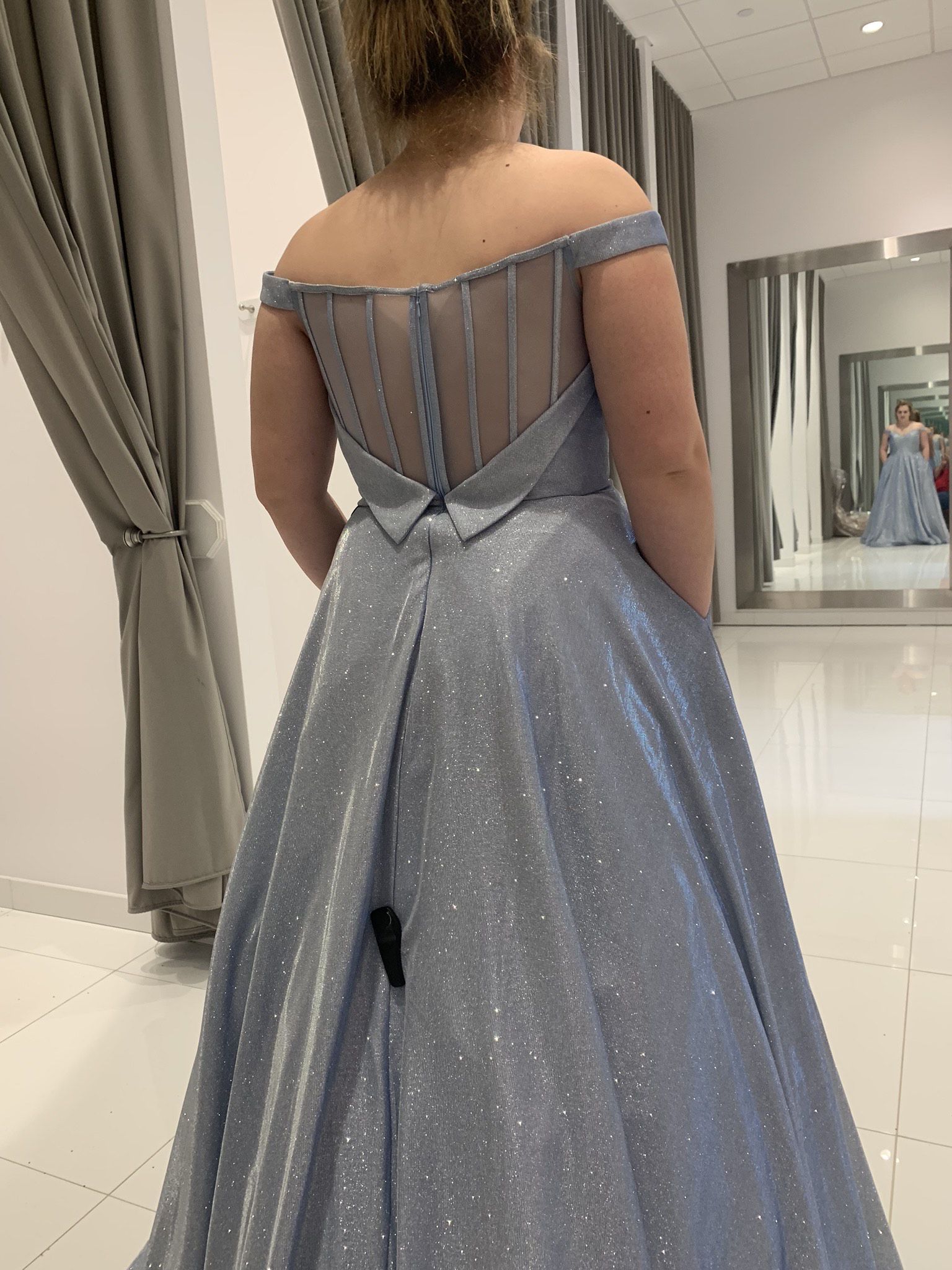 Size 12 Prom Light Blue Ball Gown on Queenly