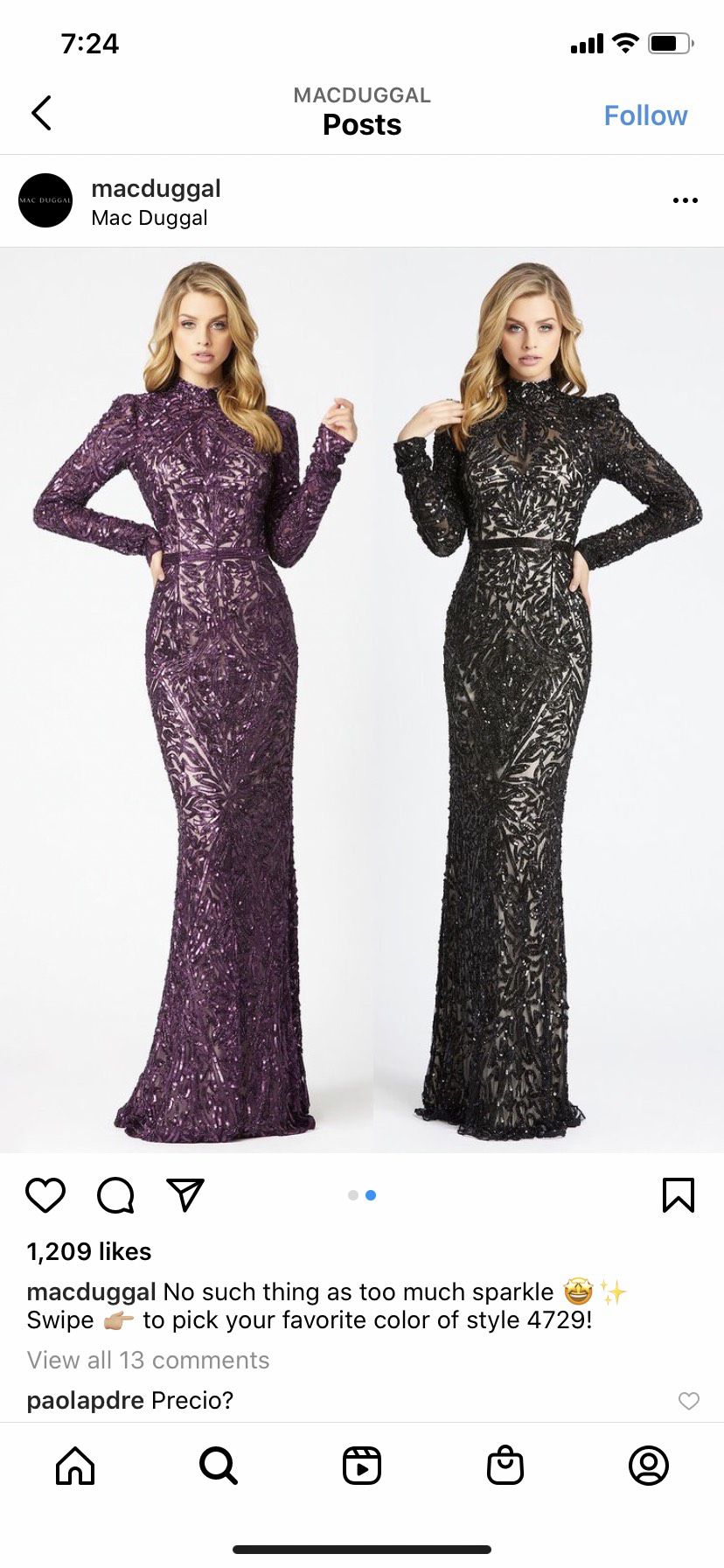 Mac Duggal Size 14 Prom Long Sleeve Purple Mermaid Dress on Queenly