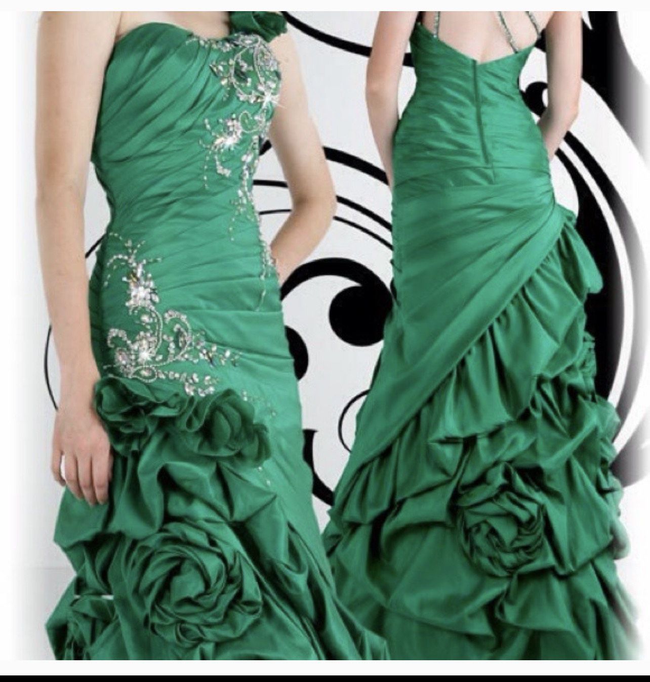 Size 10 Prom One Shoulder Green Mermaid Dress on Queenly