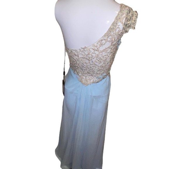 La Femme Size 0 Prom One Shoulder Blue A-line Dress on Queenly