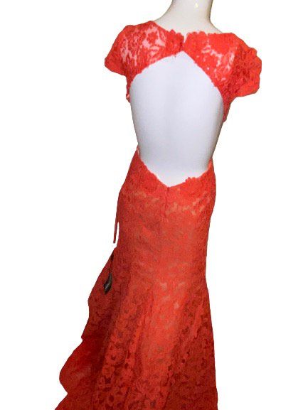 La Femme Size 0 Lace Orange Mermaid Dress on Queenly