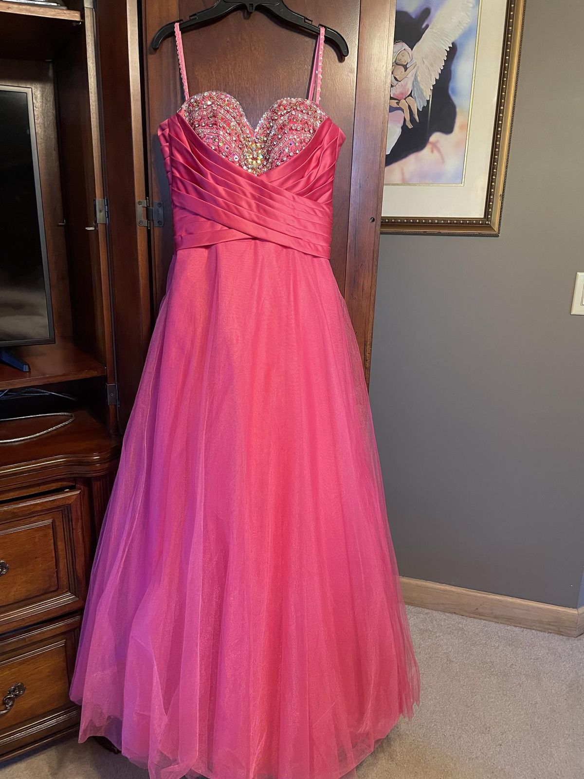 Size 4 Prom Strapless Hot Pink Ball Gown on Queenly
