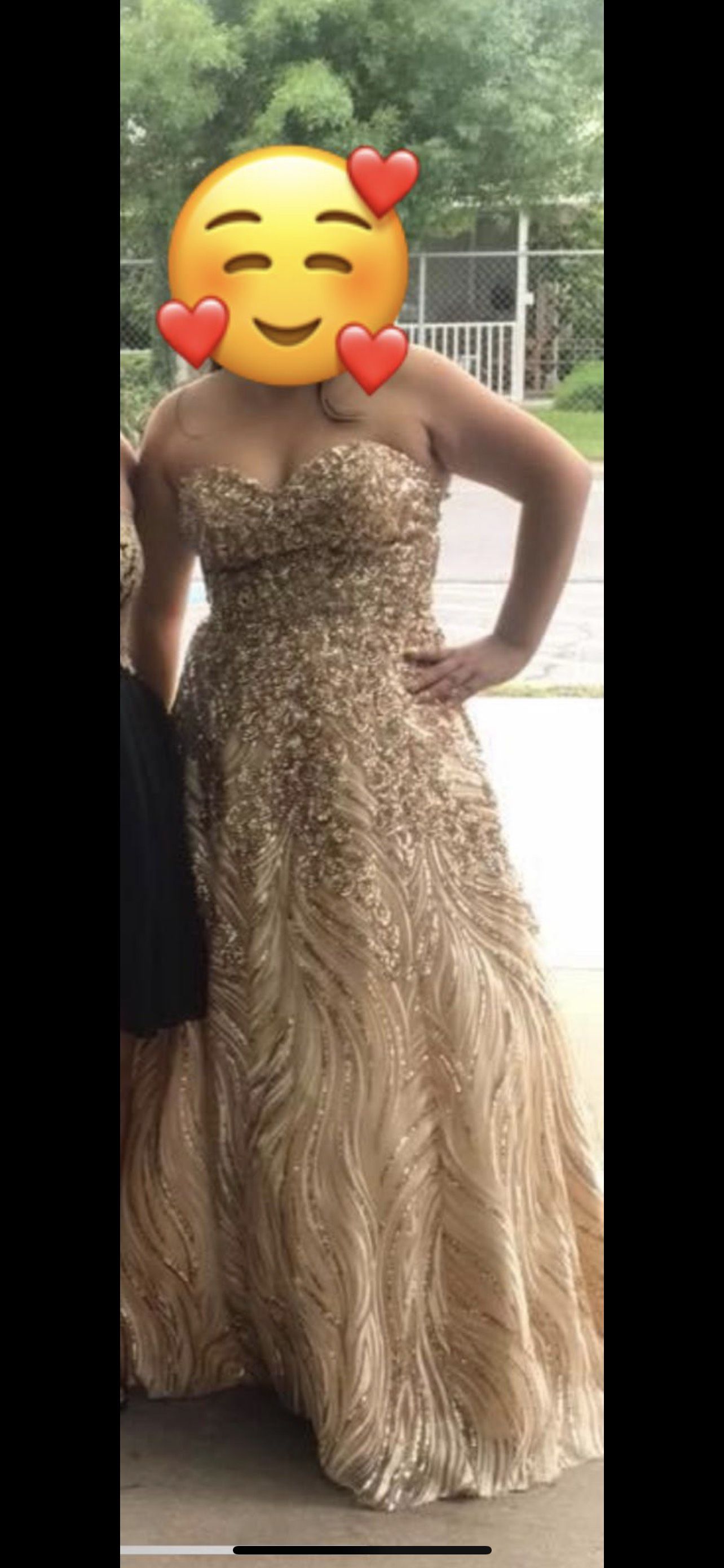 Size 8 Prom Strapless Gold Floor Length Maxi on Queenly