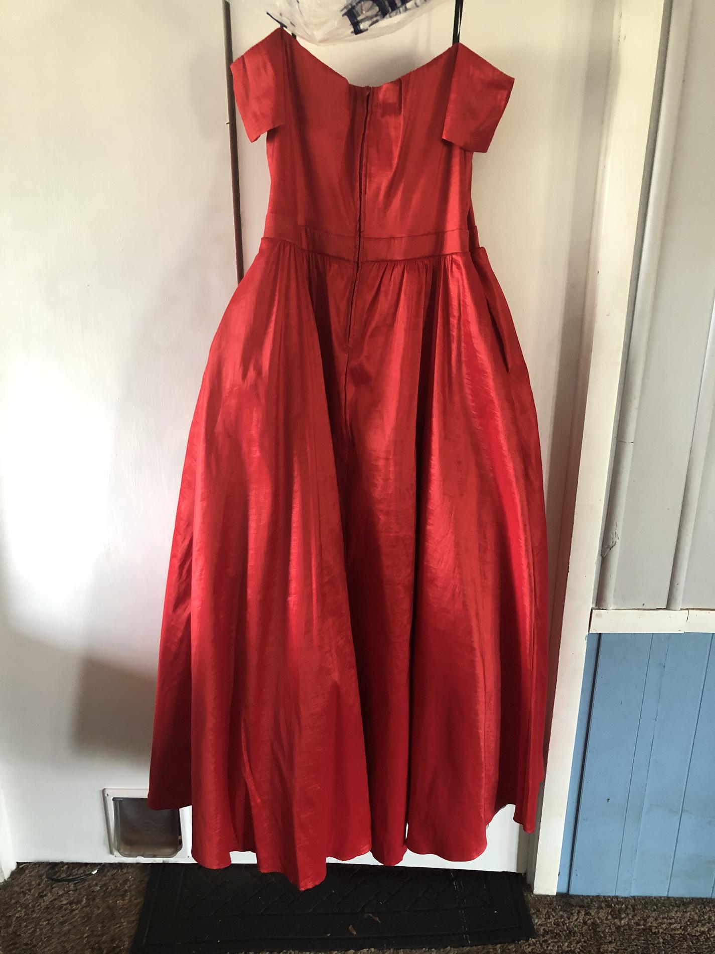 B. Darlin Plus Size 16 Prom Off The Shoulder Red Ball Gown on Queenly