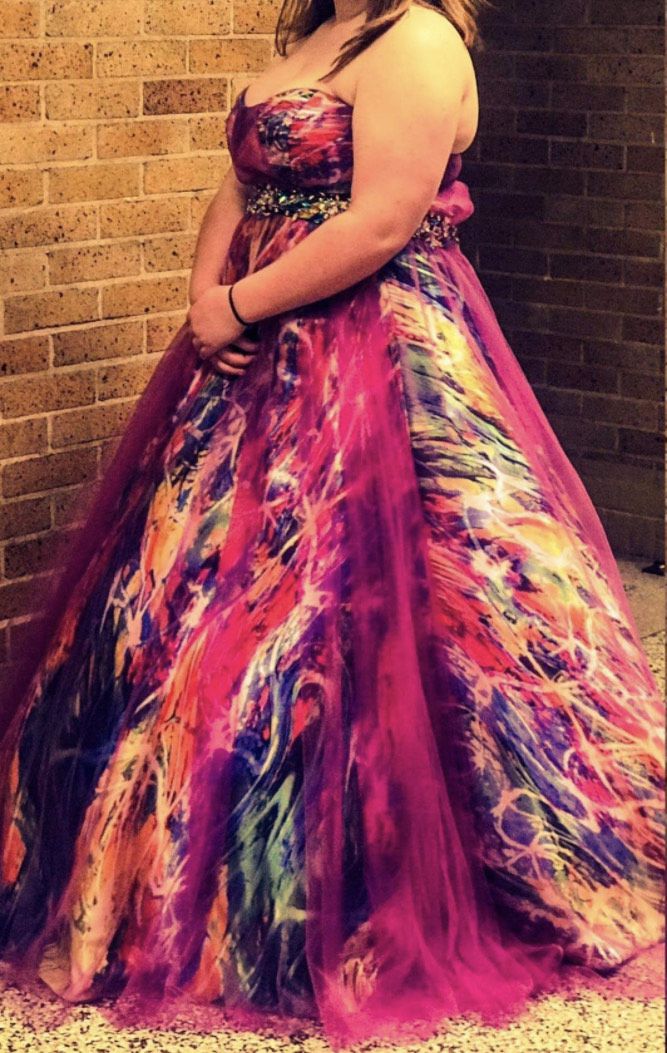 Plus Size 18 Prom Strapless Multicolor Ball Gown on Queenly