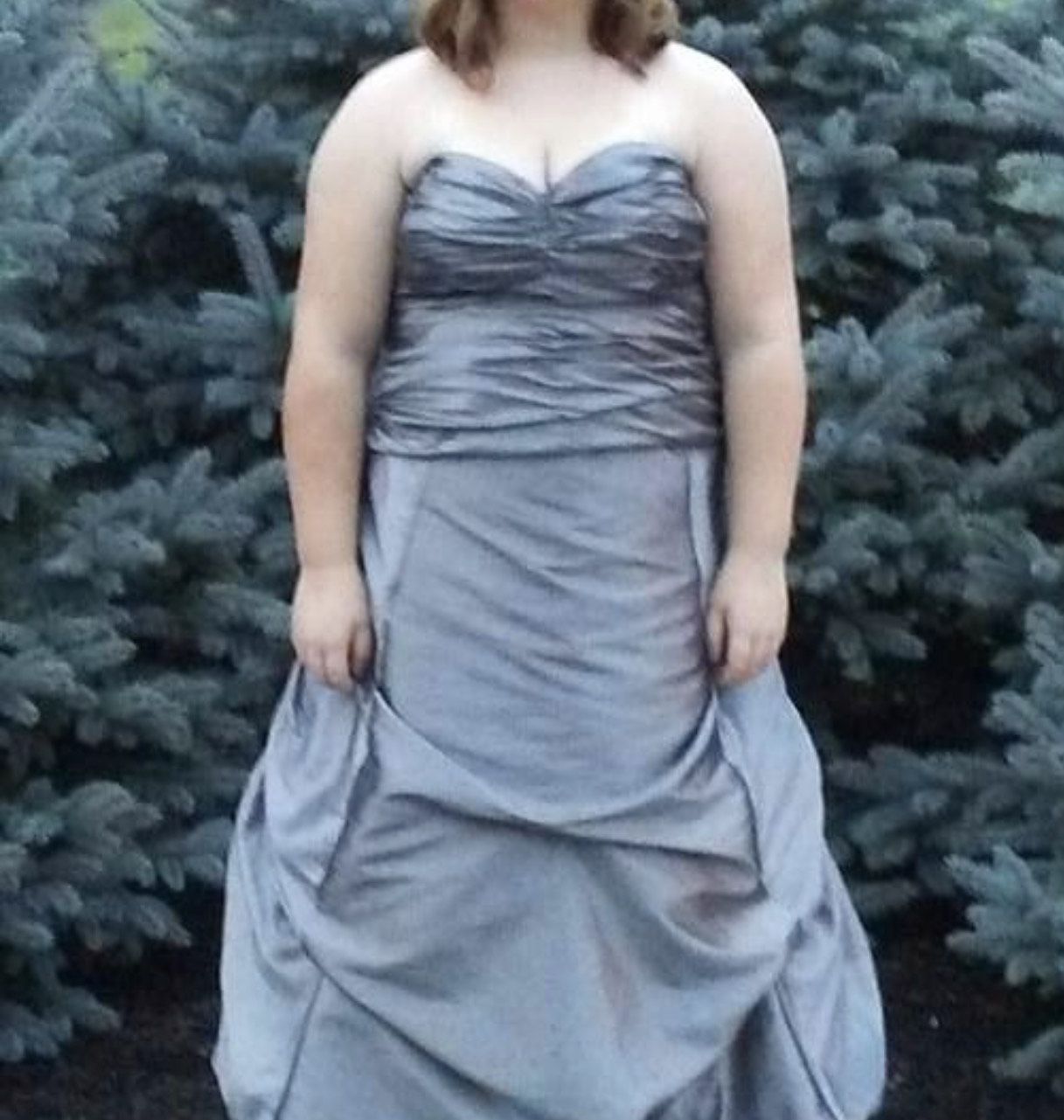 Plus Size 18 Silver Ball Gown on Queenly
