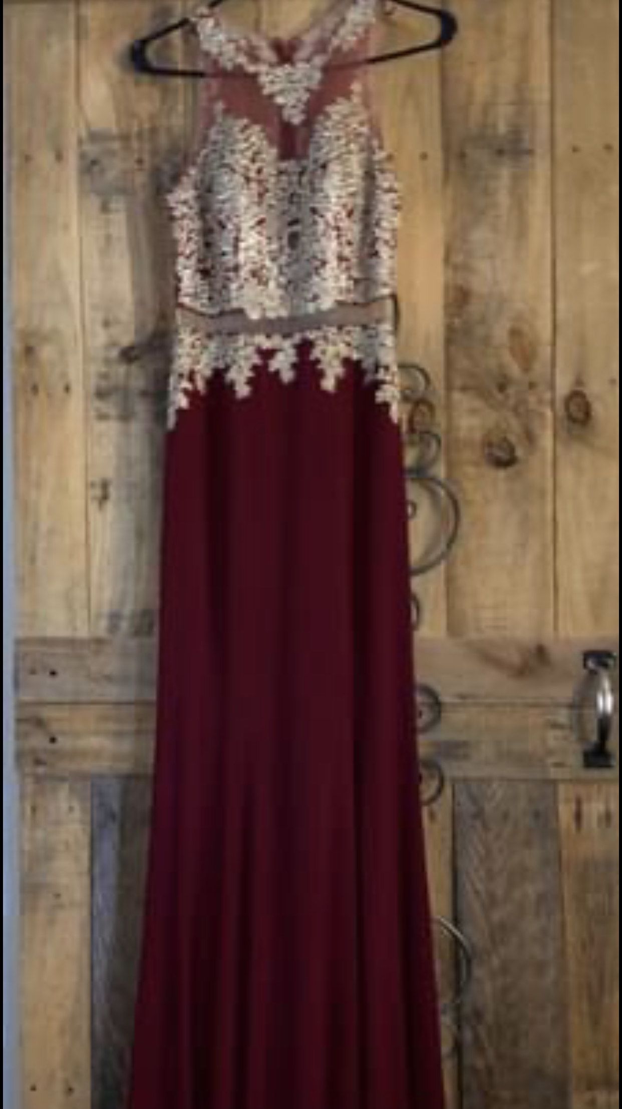 Size 6 Prom Lace Burgundy Red Mermaid Dress on Queenly