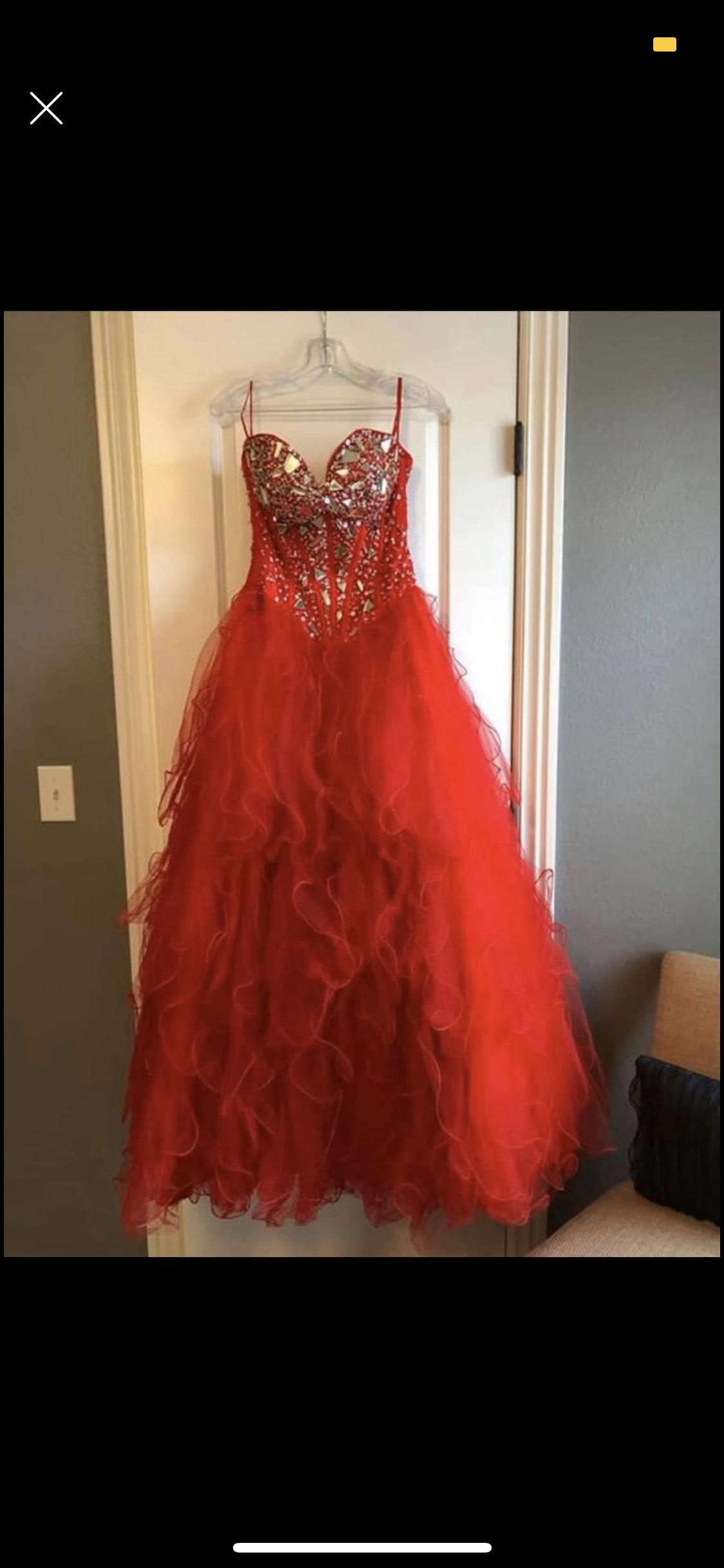 Size 4 Prom Strapless Red Dress With Train on Queenly
