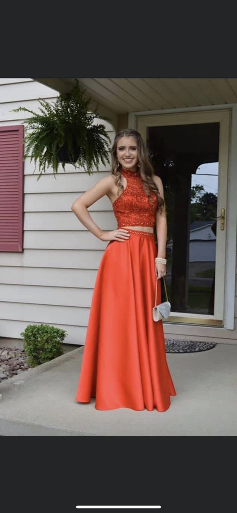 Size 2 Prom Halter Red Floor Length Maxi on Queenly