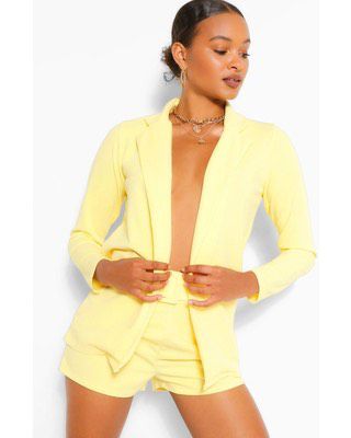 Size 2 Pageant Interview Blazer Yellow Formal Jumpsuit on Queenly