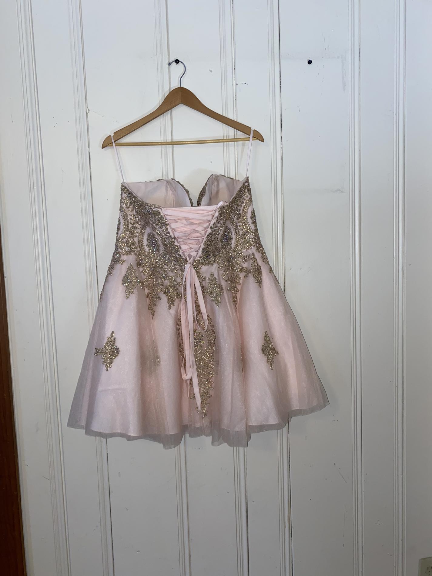 Plus Size 16 Homecoming Strapless Light Pink A-line Dress on Queenly