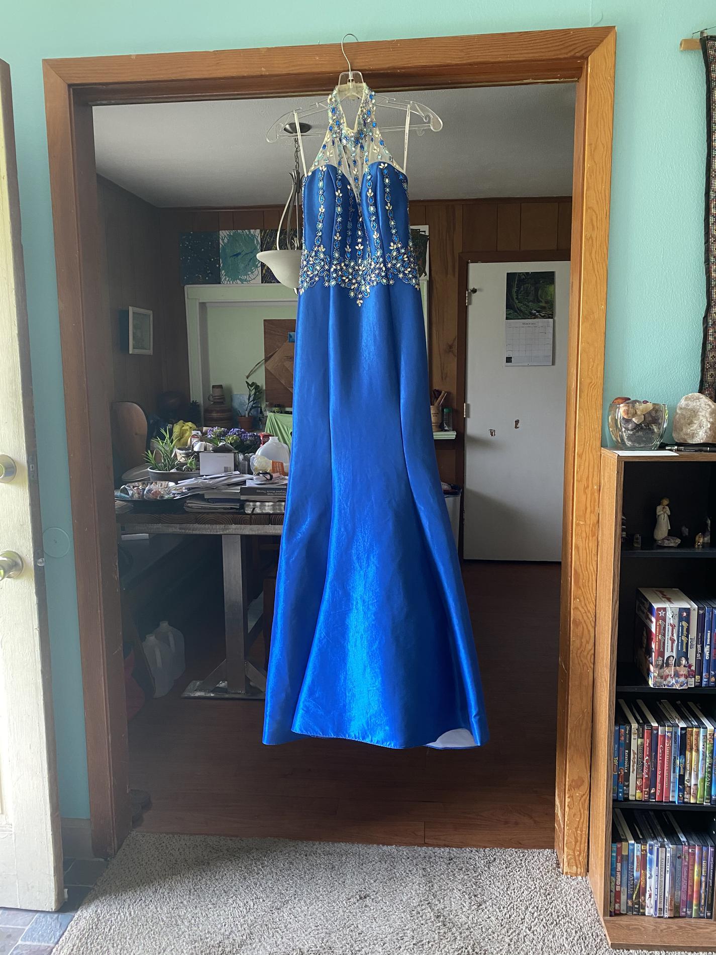 Rachel Allan Size 4 Prom Sequined Royal Blue Dress With Train on Queenly