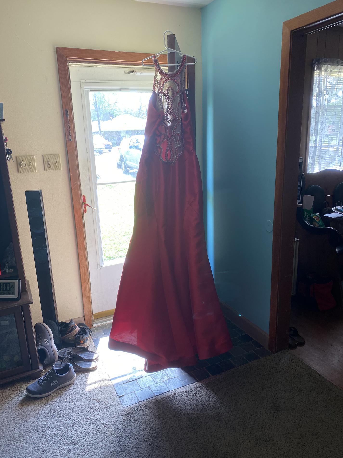 Rachel Allan Size 12 Prom Sequined Red Dress With Train on Queenly