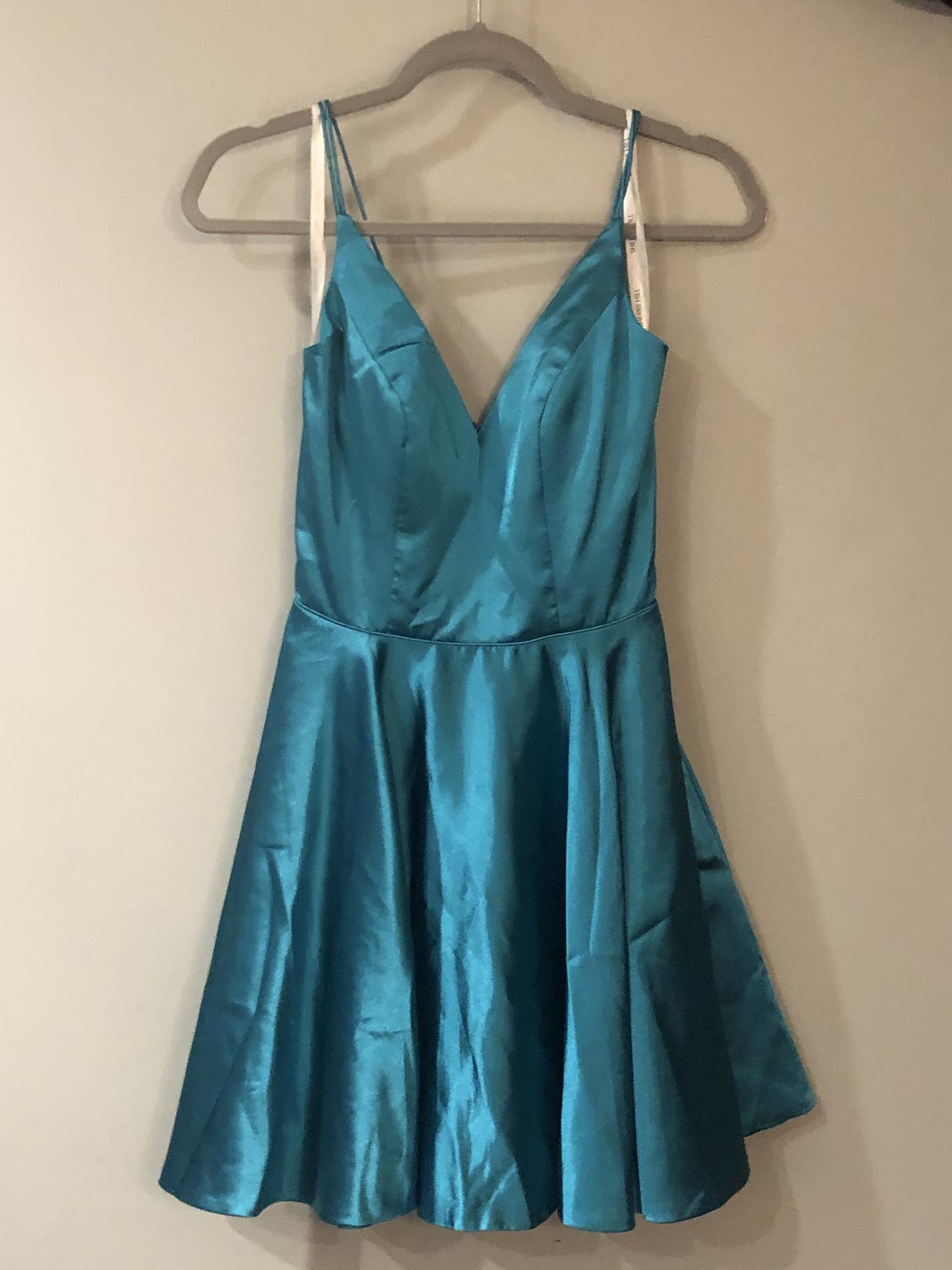 Sherri Hill Size 0 Homecoming Satin Blue Cocktail Dress on Queenly