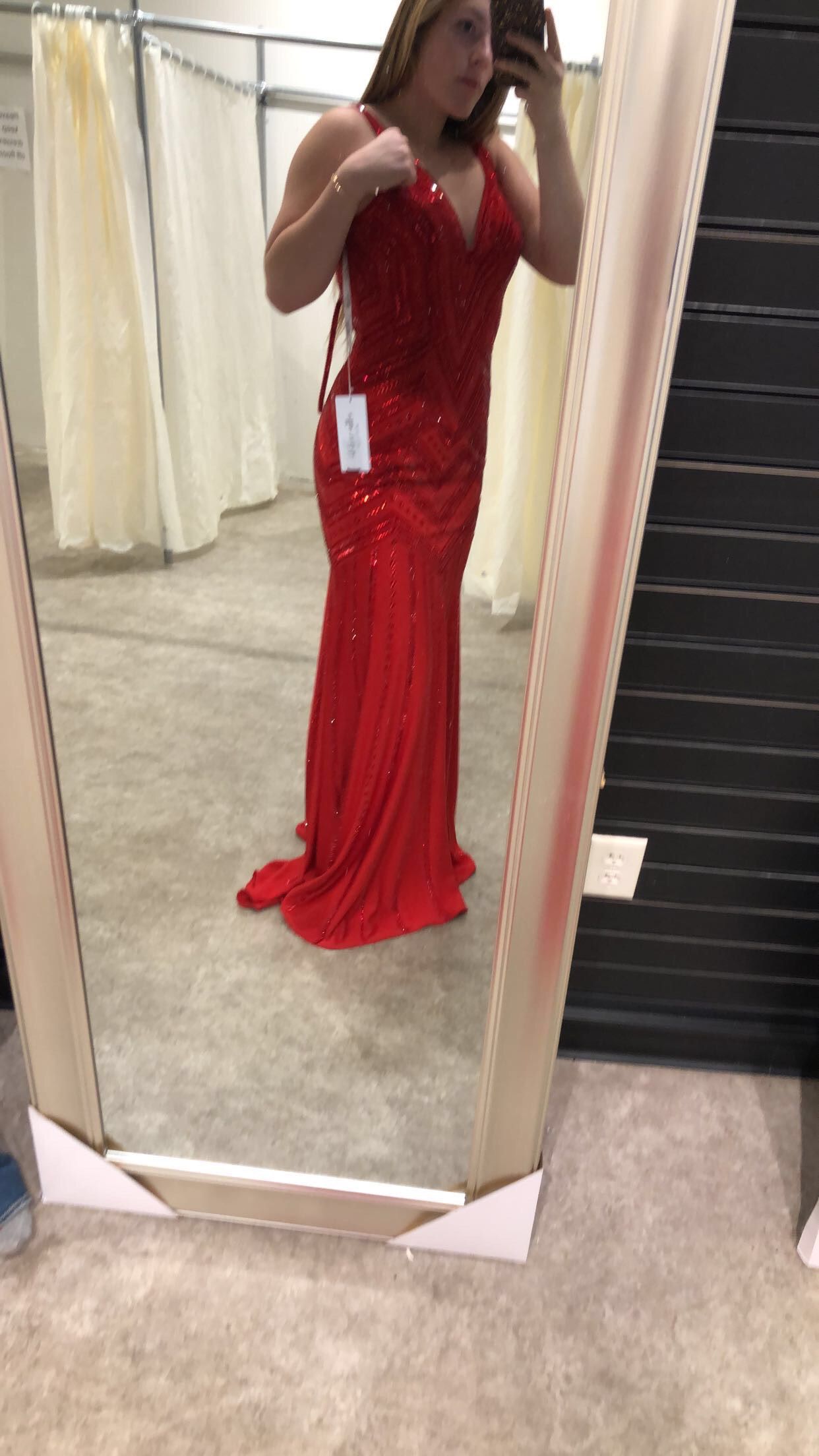 Ellie Wilde Red Size 10 Pageant Tall Height Prom Straight Dress on Queenly